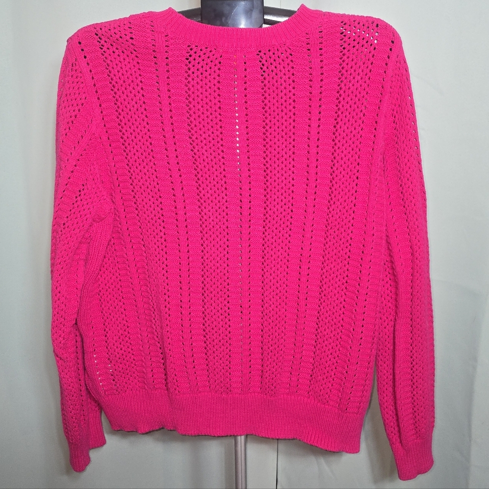 Joe Fresh Pink Textured Knit Crew Neck Sweater, Size 2XL